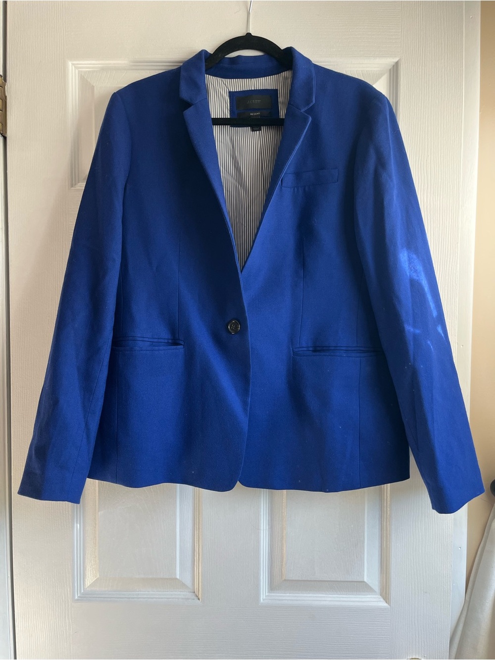 J. Crew Women's Regent Wool Blend Single-Button Cobalt Blue Blazer Sz 16